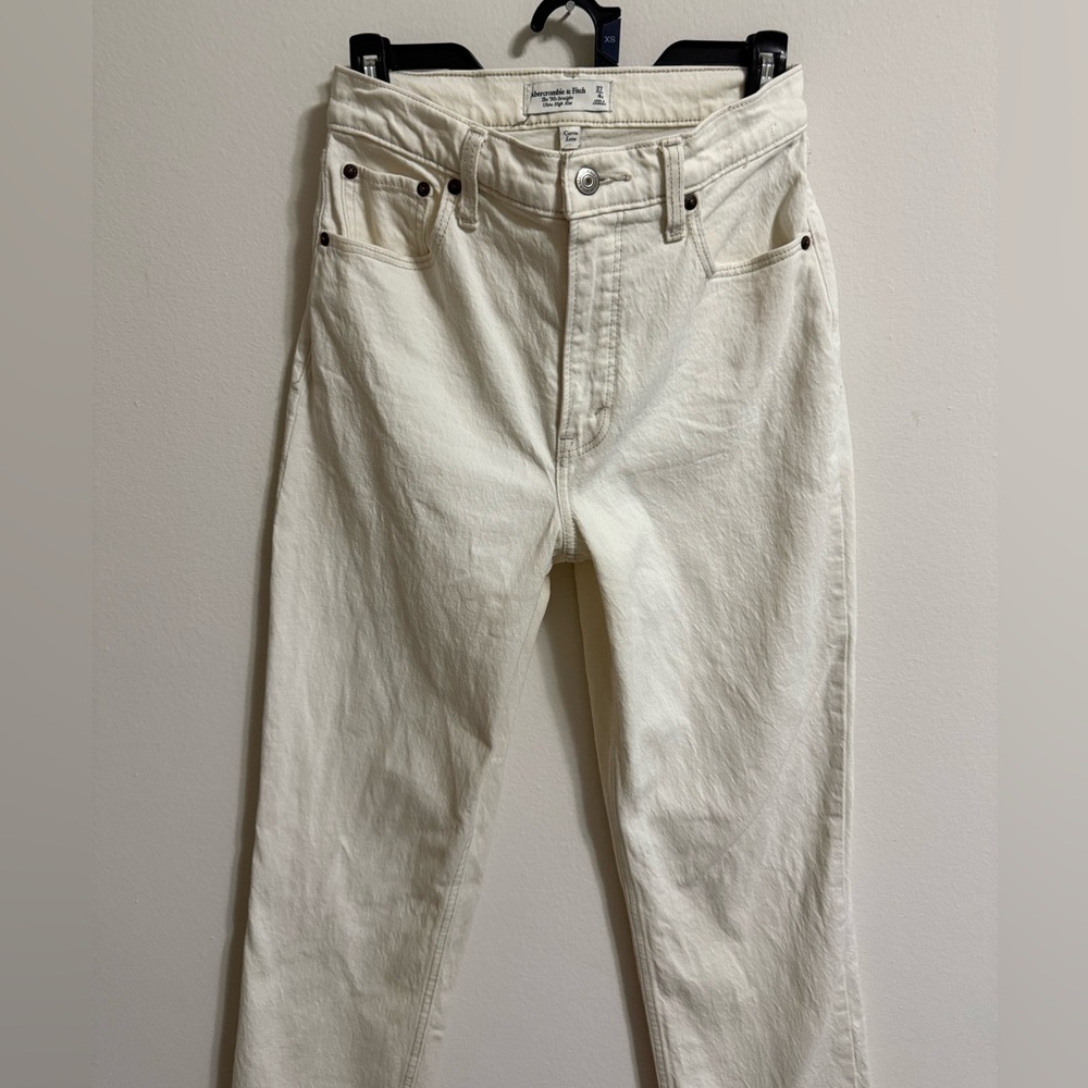 Abercrombie & Fitch Cream 90s Straight Ultra High Rise Jeans Curve Love